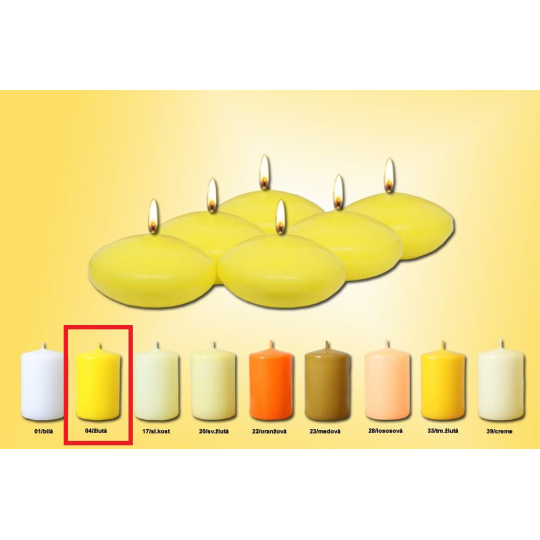 Lima Plovoucí čočka svíčka žlutá 50 x 25 mm 6 kusů