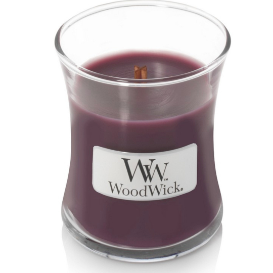 WoodWick Dark Poppy - Vlčí mák vonná svíčka s dřevěným knotem a víčkem sklo malá 85 g
