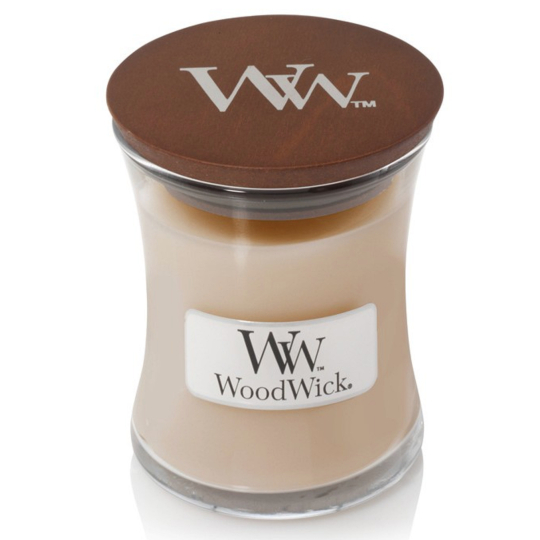 WoodWick White Honey - Bílý med vonná svíčka s dřevěným knotem a víčkem sklo malá 85 g