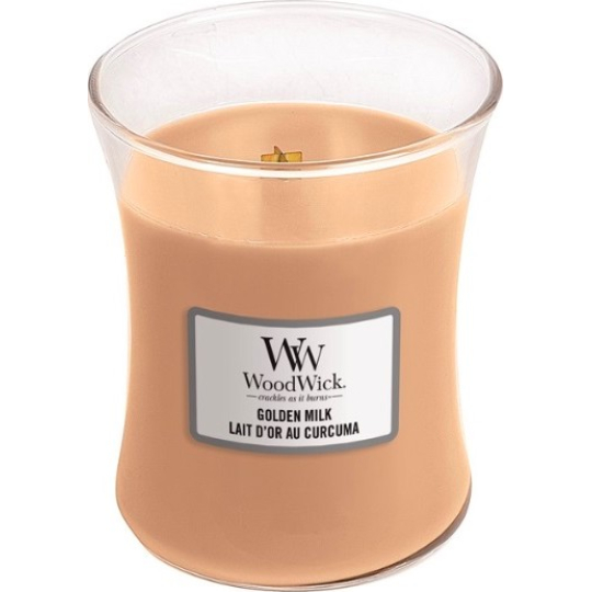 WoodWick Golden Milk - Zlaté mléko vonná svíčka s dřevěným knotem a víčkem sklo střední 275 g