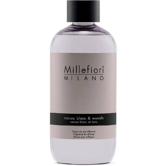 Millefiori Milano Natural Cocoa Blanc & Woods - Bílé kakao a dřeva Náplň difuzéru pro vonná stébla 500 ml