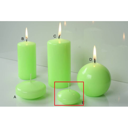 Lima Reflex fosforově zelená svíčka plovoucí čočka 50 x 25 mm 6 kusů