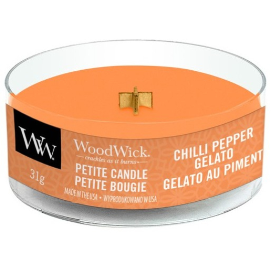 WoodWick Chilli Pepper Gelato - Zmrzlina s čili a pepřem vonná svíčka s dřevěným knotem petite 31 g