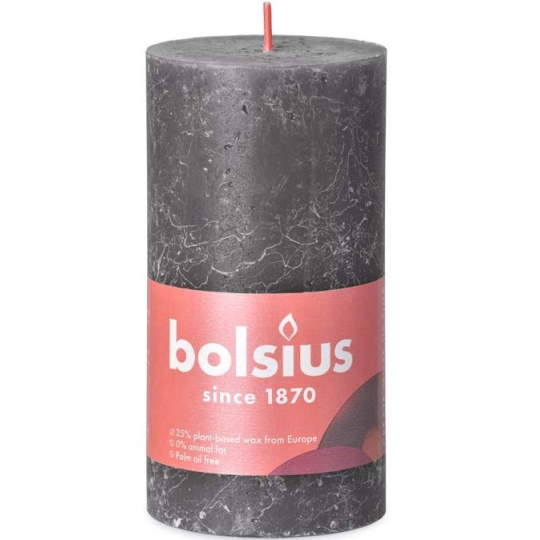 Bolsius Rustic svíčka tmavě šedá válec 68 x 130 mm