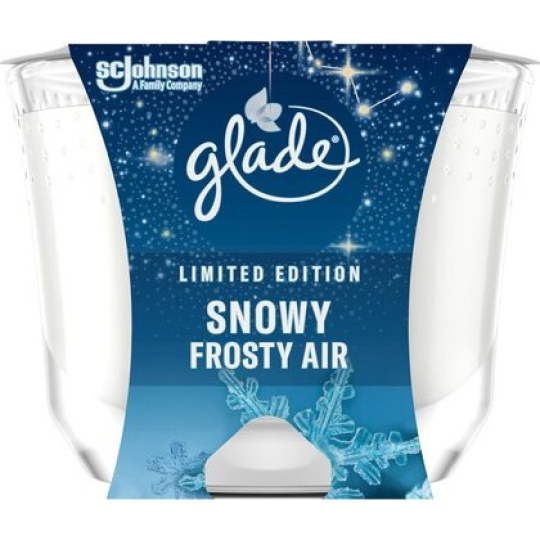 Glade Maxi Snowy Frosty Air s vůní eukalyptu a cedrového dřeva vonná velká svíčka ve skle, doba hoření až 52 hodin 224 g