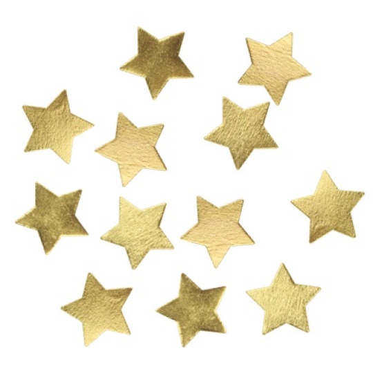 Hvězdičky dřevěné zlaté 3,5 cm 12 kusů