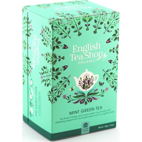 English Tea Shop Bio Zelený čaj s mátou 20 nálevových sáčky v hygienických přebalech 40 g