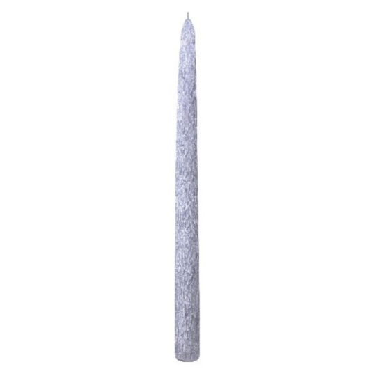 Perla drápaná svíčka stříbrná kónická 22 x 230 mm