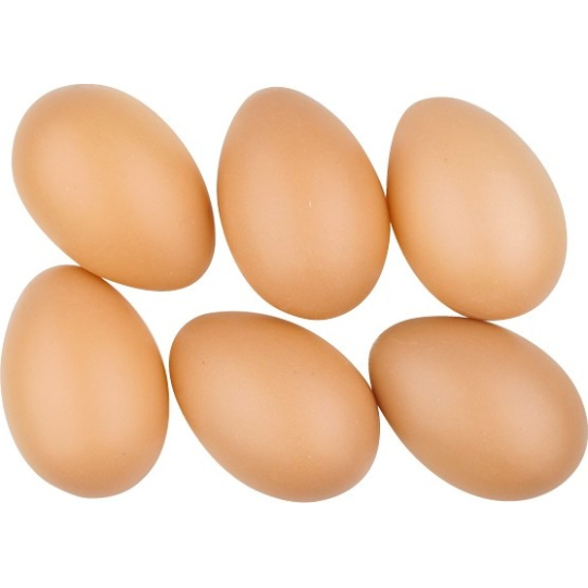 Vajíčka plastová k dozdobení bez šňůrky hnědá 8 cm 6 kusů v sáčku