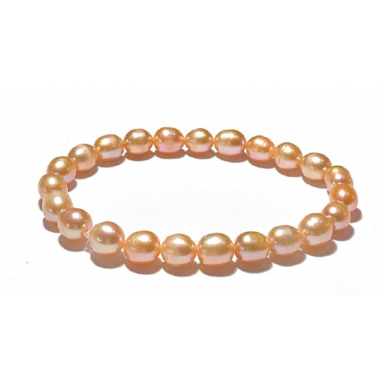 Perla růžová náramek elastický přírodní kámen, 7 - 8 mm / 16 - 17 cm, symbol ženskosti, přináší obdiv