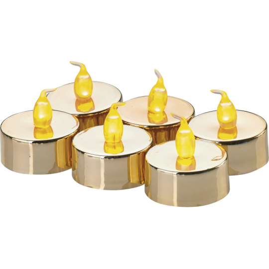 Svíčky LED svítící jantarové zlaté 3,8 cm 6 kusů