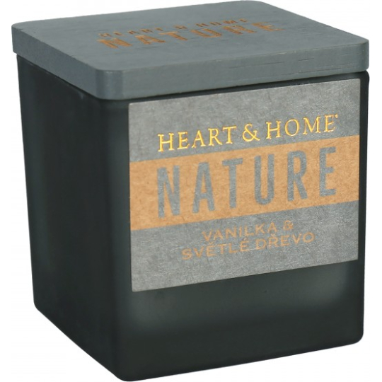 Heart & Home Nature Vanilka a světlé dřevo vonná svíčka velká sklo, doba hoření až 20 hodin 90 g