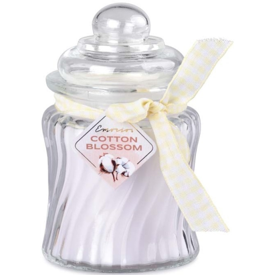 Emocio Cotton Blossom - Bavlna vonná svíčka sklo se skleněným víčkem 76 x 125 mm 485 g