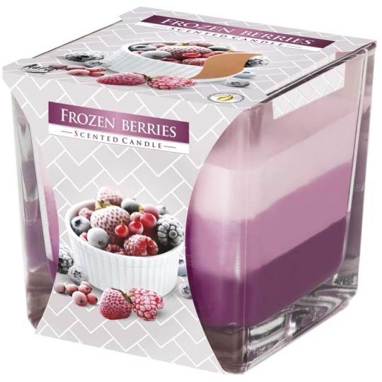 Bispol Frozen Berries - Mražené bobulky tříbarevná vonná svíčka sklo, doba hoření 32 hodin 170 g