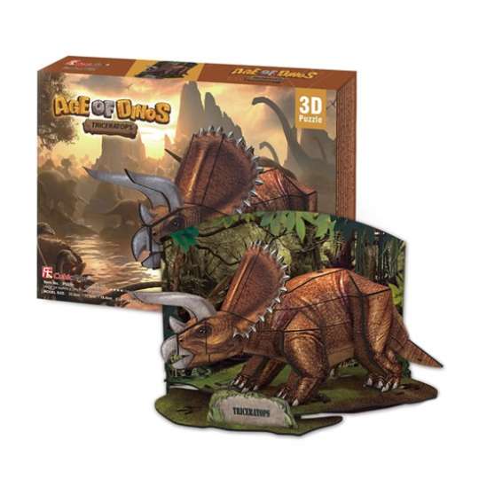 CubicFun Puzzle 3D Triceratops Age of Dinos 41 dílků, doporučený věk 8+