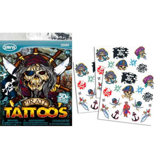 EP Line Savvi Tattos Pirate tetovací obtisky 50 kusů, doporučený věk 4+