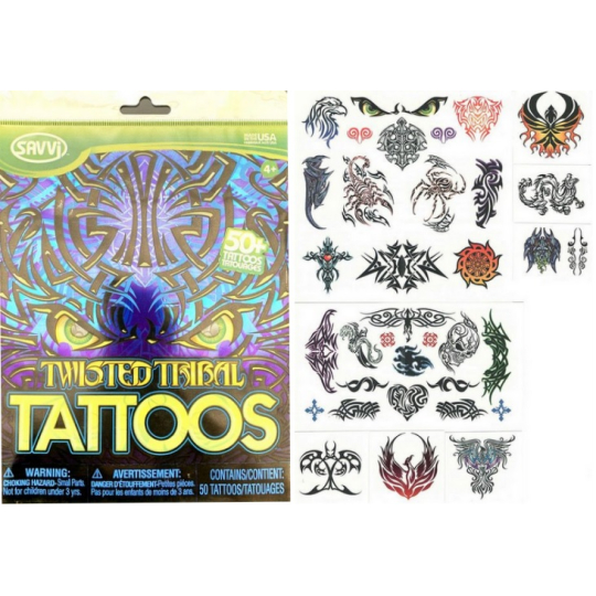 EP Line Savvi Tattos Twisted Tribal tetovací obtisky 50 kusů, doporučený věk 4+