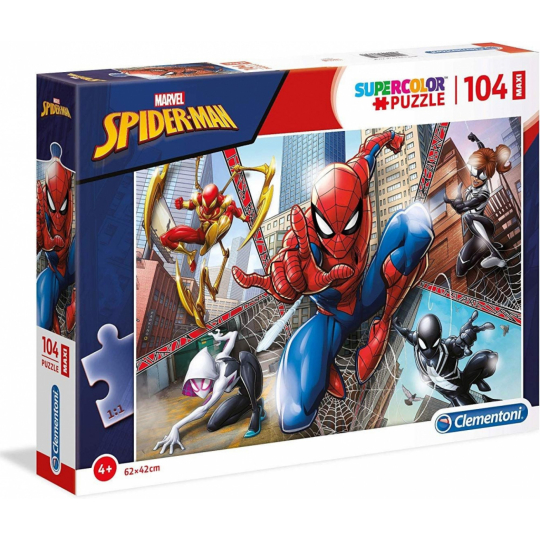 Clementoni Puzzle Maxi SuperColor Spiderman 104 dílků, doporučený věk 4+