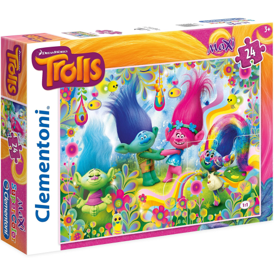 Clementoni Puzzle Maxi Trollové 24 dílků, doporučený věk 3+