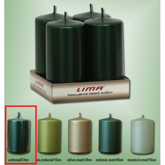 Lima Metal zelená svíčka válec 50 x 100 mm 4 kusy