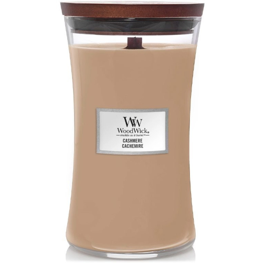 WoodWick Cashmere - Kašmír vonná svíčka s dřevěným knotem a víčkem sklo velká 609 g