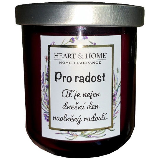 Heart & Home Sladké třešně sójová vonná svíčka s nápisem Pro radost 110 g