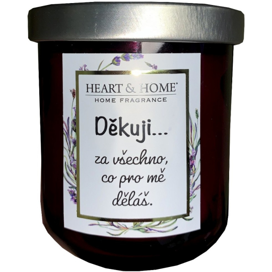 Heart & Home Sladké třešně sójová vonná svíčka s nápisem Děkuji 110 g