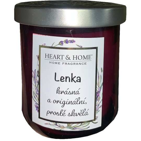 Heart & Home Sladké třešně sójová vonná svíčka se jménem Lenka 110 g