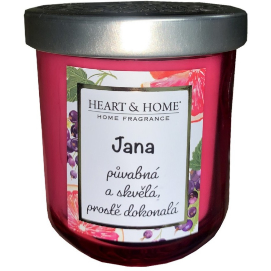 Heart & Home Svěží grep a černý rybíz sójová vonná svíčka se jménem Jana 110 g