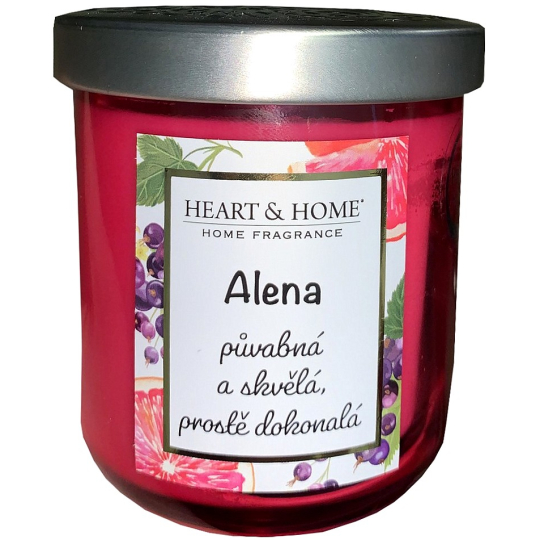 Heart & Home Svěží grep a černý rybíz sójová vonná svíčka se jménem Alena 110 g