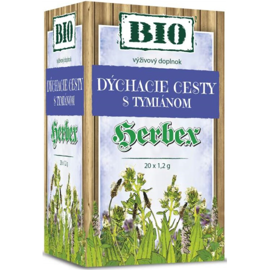 Herbex BIO Dýchací cesty s tymiánem bylinný čaj 20 x 1,2 g