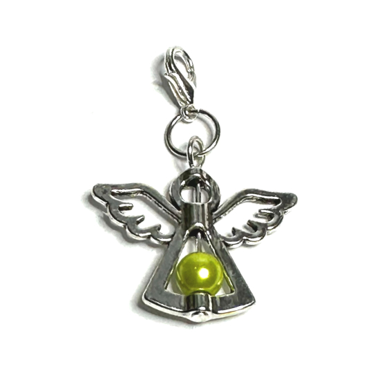 Anděl strážný přívěsek se žlutou perličkou 29 x 37 mm