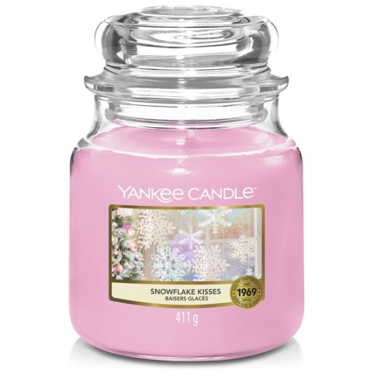 Yankee Candle Snowflake Kisses - Polibky sněhové vločky vonná svíčka Classic střední sklo 411 g