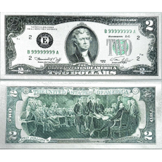 Talisman postříbřená dolarová bankovka 2 USD