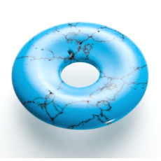 Tyrkenit modrý Donut přírodní kámen 30 mm, kámen mladých lidí, hledá životní cíl