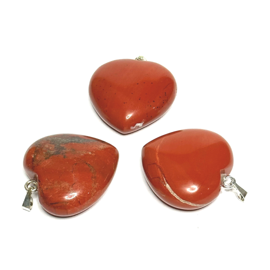 Jaspis červený Srdce přívěsek přírodní kámen 30 mm, kámen úplné péče