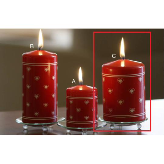 Lima Srdíčko potisk svíčka červená válec 70 x 110 mm 1 kus
