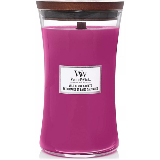 WoodWick Wild Berry & Beets - Lesní ovoce a řepa vonná svíčka s dřevěným knotem a víčkem sklo velká 609,5 g