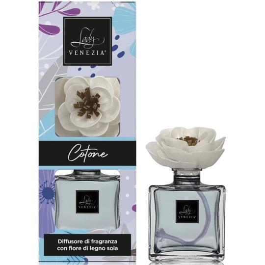 Lady Venezia Dream Cotone - Bavlna aroma difuzér s květem pro postupné uvolňování vůně 100 ml