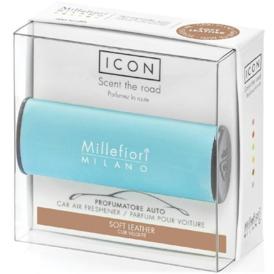 Millefiori Milano Icon Soft Leather - Jemná kůže vůně do auta Classic světle modrá voní až 2 měsíce 47 g