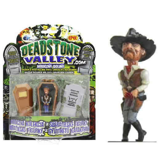 EP Line Deadstone Valley Zombie sběratelská figurka, starý kovboj - pistolník Joe s vlastní rakví a náhrobkem