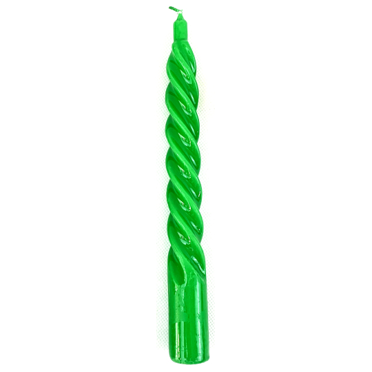 VeMDom Zelená svíčka kroucená kónická 22 x 200 mm 1 kus
