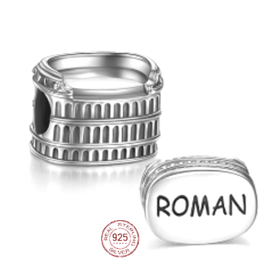 Charm Sterlingové stříbro 925 Řím - Koloseum, korálek na náramek cestování