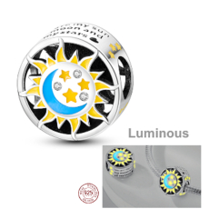 Charm Sterlingové stříbro 925 Luminozní - Den / noc, slunce / měsíc, korálek klipový na náramek vesmír