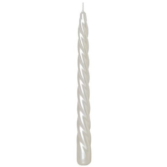 Emocio Elegance perla bílá kroucená kónická svíčka 23 x 230 mm