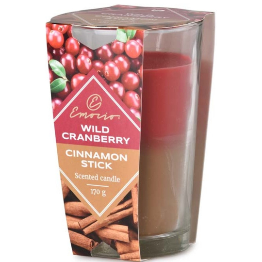 Emocio Wild Cranberry & Cinnamon Stick - Divoká brusinka a skořice dvoubarevná vonná svíčka sklo 76 x 118 mm 170 g