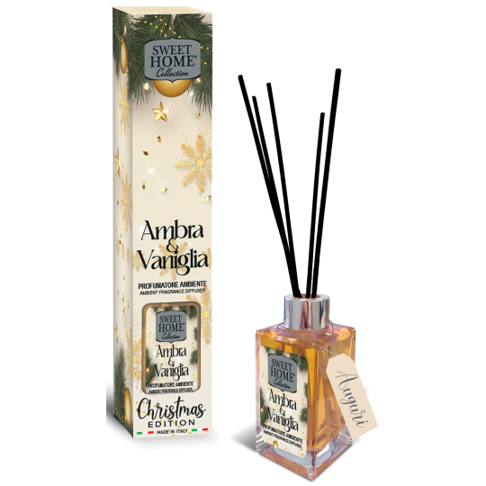 Sweet Home Christmas Edition Ambra & Vanilla aroma difuzér s vonnými tyčinkami 100 ml