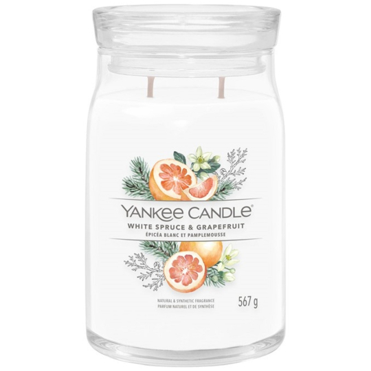 Yankee Candle White Spruce & Grapefruit - Bílý smrk a grapefruit vonná svíčka Signature velká sklo 2 knoty 567 g