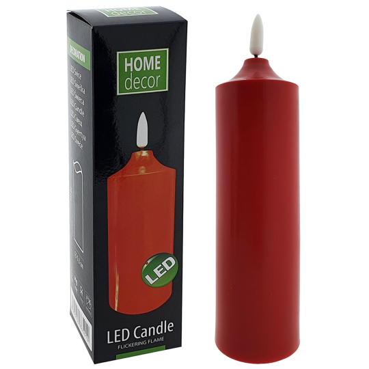 Home Decor Svíčka LED elektronická svítící červená HD-104 20 cm