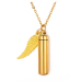 Pamětní, pietní urnový přívěsek, andělská křídla zlatý voděodolný, nerezová ocel 9 x 37 mm